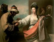 Benjamin West Isaac s servant trying the bracelet on Rebecca s arm painting